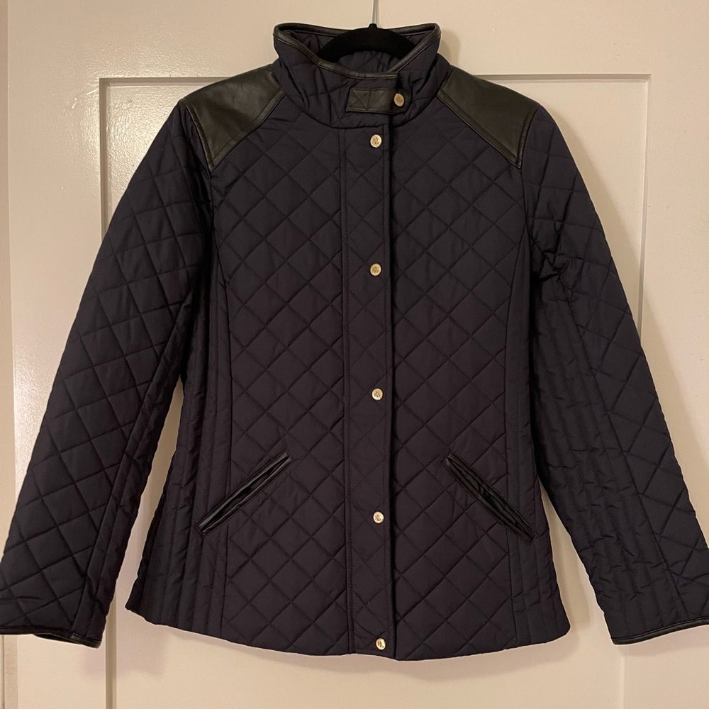 RALPH LAUREN Diamond Quilted Water Repellent Jacket - Navy Blue, Size Small